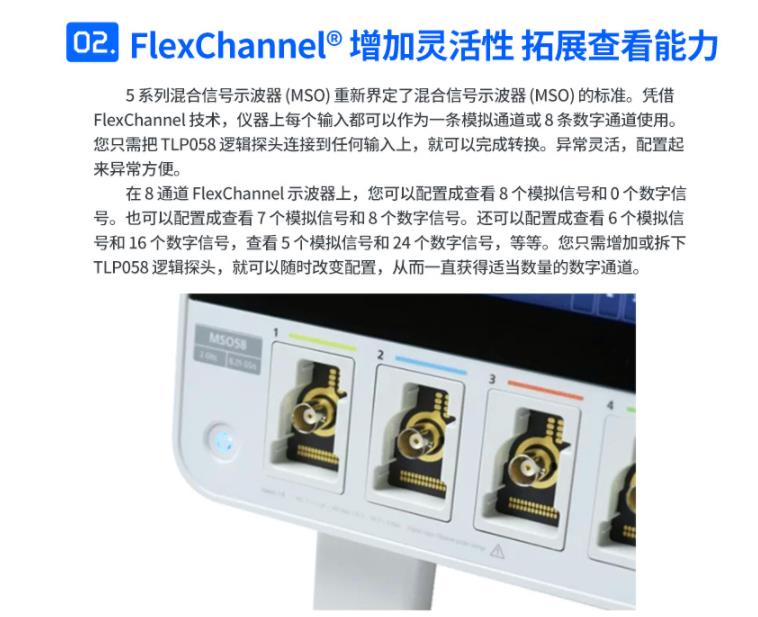 Tektronix/泰克 MSO5系列示波器FlexCHannel 增加灵活性拓展查看能力